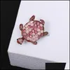 Pins Brooches Jewelry Rhinestone Sea Turtle Brooch Pins Crystal Tortoise Broche Animal For Women Kids Clothes Accessories Party Charm Gifts