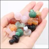 Random Color Mini Mushroom Plant Statue Natural Stone Carving Aquarium Home Decoration Crystal Polishing Gem Drop Delivery 2021 Loose Beads