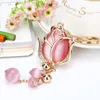 Keychains Men High-end Rhinestone Tulip High Quality Key Holder Bag Vintage Accessories Women Gift Jewelry K2027Keychains