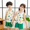 Completi di abbigliamento Ragazzi Vestiti per ragazze Set da 2 a 3 4 5 6 7 8 9 10 anni Estate Cotone Adolescente Abbigliamento per bambini Banana Gilet per bambini Pantaloni 2PCSClothi