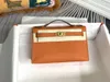 Borsa per frizione di moda 22 cm borsetta di lusso borsetto Epsom in pelle cucitura arancione fatta a mano ecc. Molti colori per scegliere la consegna veloce
