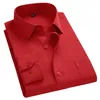 남성 솔리드 컬러 드레스 셔츠를위한 남성 비즈니스 캐주얼 긴 소매 셔츠 슬림 맞는 chemise homme camisa social red 8xl 220324