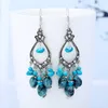 Ethnique Vintage Boho Coeur Noeud Dangle Boucles D'oreilles Femmes Sculpté Perles Géométriques Gland Boucles D'oreilles À La Main Déclaration Antique Argent Plaqué Bijoux