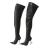 Sorbern Black Matt Women Boots With 12Cm Metal Heel Stilettos Pointed Toe Back Zipper Customized Wide Or Slim Fit Legs