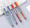 Stylos à bille multicolores 0,5 mm 6-en-1 Instrument d'écriture rétractable Papeterie Prix étudiants Baril transparent pour fournitures scolaires de bureau Cadeau festif