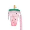 Butelki arbuza Plastikowa Plastikowa Kubek Wody Wygodny Pasek Na Zewnątrz Juice Cups Drinkware 4 Kolory FY5246 F0422