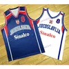 Nikivip Personnalisé Top Qualité Peja Stojakovic # 8 Serbie Jugoslavija Basketball Jersey Tous Noms Nombre Taille 2XS-3XL Blanc Bleu