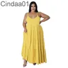 Summer Maxi Dresses Designer Plus Size Women Clothing Solid Color Sexig Suspender Long Doll Dress L-5XL