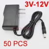 50PCS AC 100V-240V DC 3V 4.5V 5V 6V 7.5V 8V 9V 10V 12V 1A 0.5A 500mA 1000mA Switching power adapter supply 5.5mm 2.1mm US plug cable