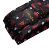 Bow Binds schwarze rote Weihnachtsbaum -Schneeflocken -Druckseide für Männer 8 cm breiter Herrenhalle Tiege Taschentuch Manschettenknöpfe Set Giftbow