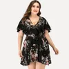 Plus Size Dresses HY86225 Bohemian Floral Short Sleeve 3xl 4xl Big Woman Dress Elegant Summer Clothes For WomenPlus