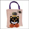 Andra festliga festförsörjningar Hemträdgård 26x15cm Halloween Linen Tote Bag Pumpkin Candy Story Påsar 4 Styles Decoration Handbag Cyz3265 D