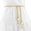 Pasy kobiety metalowe regulację haczyka pasa łańcuch perel dekoracyjny sukienka Mała zapach cienki pasek Słodki łańcuch Fred22