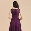 Abiti da damigella d'onore in chiffon su misura Viola Sexy scollo a V Sheer Back Lunghezza del pavimento Abito per la madre della sposa Abiti da ballo da sera BM3004