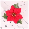 Decorative Flowers Wreaths Festive Party Supplies Home Garden 5 Pcs 15X15Cm Christmas Simation Red Flower Wreath Garland Decoration Props