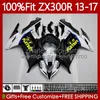 هيئة حقن كاواساكي النينجا ZX300 ZX3R EX ZX 3R 300R ZX-300R 13-17 125NO.39 EX300R ZX-3R ZX300R White Black 13 14 15 16 17 EX-300 2013 2014 2015 2016 2017 OEM FLATING