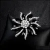Pinnen broches sieraden zwart kristalhars heldere strass broche pins voor bruiloft drop levering 2021 nj