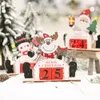 Świąteczny kalendarz Advent Countdar Ornament Drewniane bloki Santa Snowman Reindeer Tabletop Dekoracja B0905