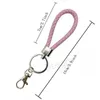 39 Colors Braided Leather Rope Keychain Car Decor Keyring Metal Ropes Rings KeyChain Couple Keyrings Storage Bag Accessories BH6322 TYJ