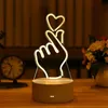 Décoration de fête 2022 Saint Valentin Cadeau Anniversaire Anniversaire USB 3D Amour Acrylique Led Veilleuse Pâques Mariage