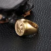 Rostfritt stål Napoleon Head Sculpture Ring Gold Solid Men USA Standard Storlek 7 8 9 10 11 12 13 14 Three Dimensional Letter Extra 259p