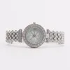 Wristwatches Fashion Round Quartz Flower Pattern Dial Casual Watch Luxury Rhinestone Strap Fashionable Clock Waterproof Wristwatch For Women