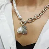 Naszyjniki wisiorek Vagib vintage barokowe nieregularne łańcuchy perełek Naszyjnik 2022 Geometryczny Aangel Love for Women Punk Jewelry Elle22