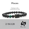 12 Constellation Bracelets Men Black Stone Bead Strands Bracelet Star Sign Zodiac Horoscope Lover Couple Bracelet Friendship Jewelry