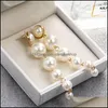 Stud Earrings Jewelry Ins Trendy Pearls Gold Earring For Women Girls European Mode Six Pearl Dangle Drop Delivery 2021 UNFW7