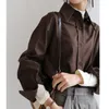 Coffee Blouse Women Spring Autumn Casual Solid Color Long Sleeve Shirt Women Korean Loose Shirt OL Style Workwear Plus Size S-XL 220407