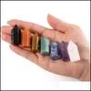 Arts And Crafts Arts Gifts Home Garden Natural Crystal Seven-Piece Set Ornament Chakra Single-Pointed Hexagonal Column Quartz Energy Ston