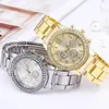 1pcs Classic Rhinestone Watch Womens Geneva Watches Women Ladies Fashion Gold Clock