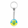 Porte-clés Drapeau de l'Ukraine Verre Cabochon Porte-clés Accessoires Symbole national ukrainien Porte-clés en métal Porte-charme pour femmes 3037836