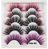 Handgjord återanvändbar mjuk 3d mink päls färg falska ögonfransar curling upp röriga tjocka falska fransar multilayer eyelash extensions 4 modeller dhl