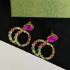 Новые 2022 хрустальные цветные драгоценные камни двойные серьги-подвески с буквами aretes женские роскошные дизайнерские серьги высокого качества с коробкой
