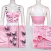 Iamty Butterfly Appliques Y2K Corset Kvinnor Kawaii Estetisk Rosa Camisole Satin Tank Top Sexig Beach Party Outfit Bustier 220407