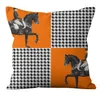 Cushion/Decorative Pillow Nordic Fashion Abstract Patterns Blue Orange Cushions Case Swallow Grids Texture Print Pillows Sofa Chairs Home De