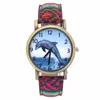 Wristwatches Dolphin Pattern Ocean Aquarium Fish Fashion Casual Men Women Canvas Cloth Strap Sport Analog Quartz Watch315z