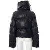 2022 herbst Winter Schal Kragen Puffer Cropped Jacken Frauen Oversize Dicke Warme Blase Jacke Zipper Outfit Weibliche Casual Parka L220725