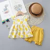 Roupas definem duas peças Cotton Girls Girls Summer Summer Sleesess Children Roupas Moda Terne Casual Floralfits 1-5tClothing