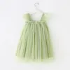 Kids Designer Clothes Girls Fairy Tulle Gauze Dresses Fly Sleeve Net Halter Dress Pompous Princess Dance Dress Summer Boutique Elegant Ball Gown B7