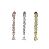 Multi-Piercing baumelnder Creolen-Ohrring, Quastenkette vorne und hinten, doppelseitig, Damenschmuck, goldfarben, funkelnde 2,5 mm CZ-Wassertropfen-Ohrringe