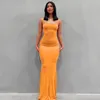 Повседневные платья сплошные цвета сексуальное тонкое без рукавов Bodycon Long платье Женщины с плеча Maxi Summer Vestidos mujercasual