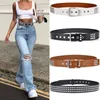 Belts Men Women Metal Button Adjustable Rivet Waistband Studded Belt PU Leather Square BeadsBelts