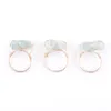 With Side Stones Finger Rings Natural Aquamarine Stone Women Irregular Wire Wrap Healing Gold-color Resizable Ring Jewelry DX3096