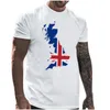 Herr t-shirts manlig casual England flagga tryck t shirt blus rund hals korta ärm toppar långa vakt setmen's
