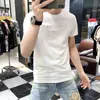 T-shirt maschili del marchio di moda 2022 Summer Nuovo Slim Letter Simple Lettera Hot Stamping Processo a manicotto corto Cotton Rotond Neck Tase Casual Tees Black White M-4xl