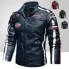 Mens Vintage Motorcycle Jacket Men Fashion Biker Leather Jacket Male Embroidery Bomber Coat Winter Fleece Pu Overcoat 220801