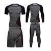 Masculinos Fitness Fitness Fitness Sports Fit Stretch Tight-Seco Rápido Running T-shirt Calções 4 Peças Gym Wear para homem