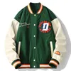Хип -хоп бейсбольная куртка мужчины женщины пушистые буквы вышиваемные лоскутные куртки Unisex Streewear Casual Bomber Poat 2022 T220728
